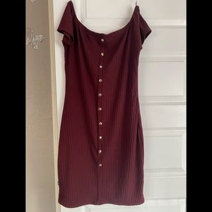 Burgundy off the shoulder dress